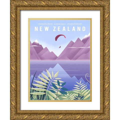 New Zealand Gold Ornate Wood Framed Art Print with Double Matting by Wickstrom, Martin