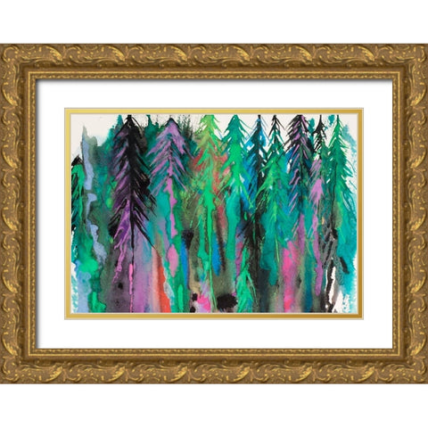 Colorful Forest Gold Ornate Wood Framed Art Print with Double Matting by Wickstrom, Martin