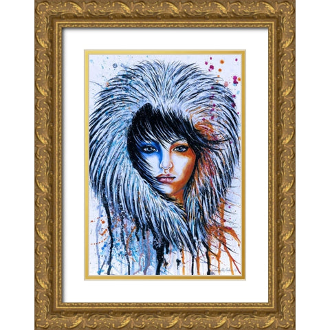 Fire and Ice Girl Portrait Gold Ornate Wood Framed Art Print with Double Matting by Wickstrom, Martin