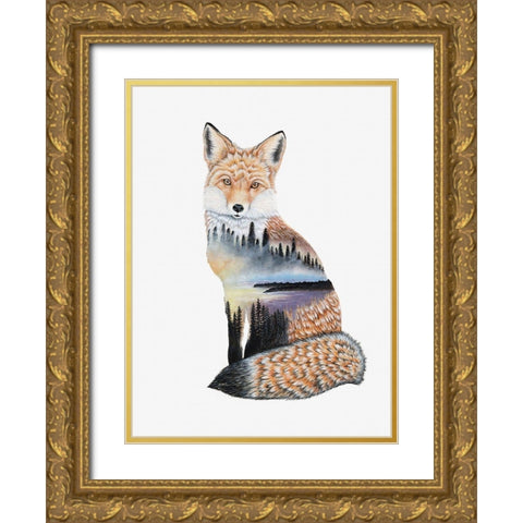 Fox Lake landscape Gold Ornate Wood Framed Art Print with Double Matting by Wickstrom, Martin