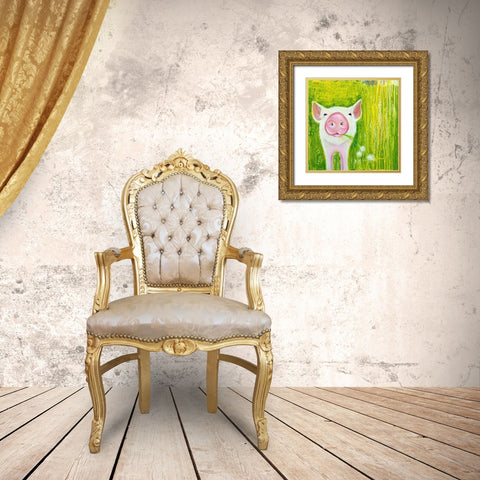 Pig Gold Ornate Wood Framed Art Print with Double Matting by Wickstrom, Martin