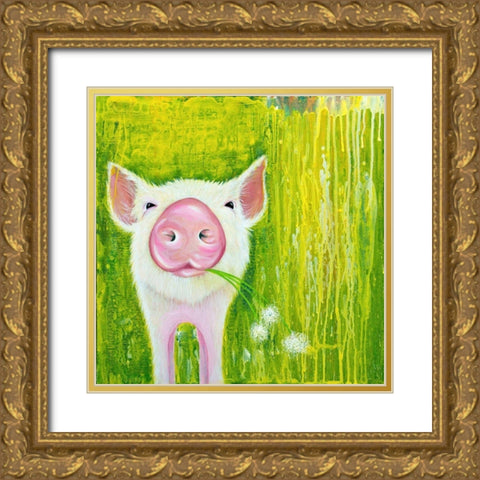 Pig Gold Ornate Wood Framed Art Print with Double Matting by Wickstrom, Martin