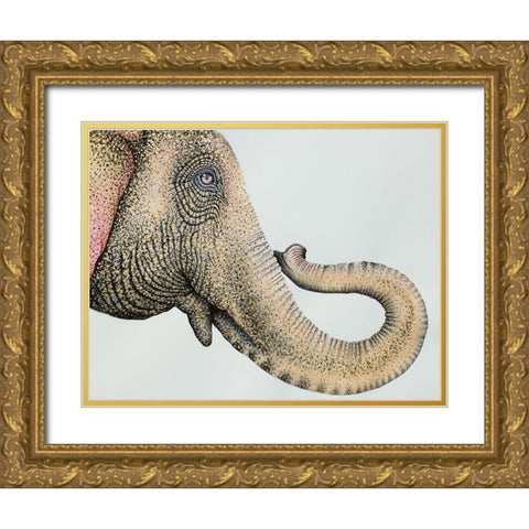 Spotted Asian Elephant 2 Gold Ornate Wood Framed Art Print with Double Matting by Wickstrom, Martin