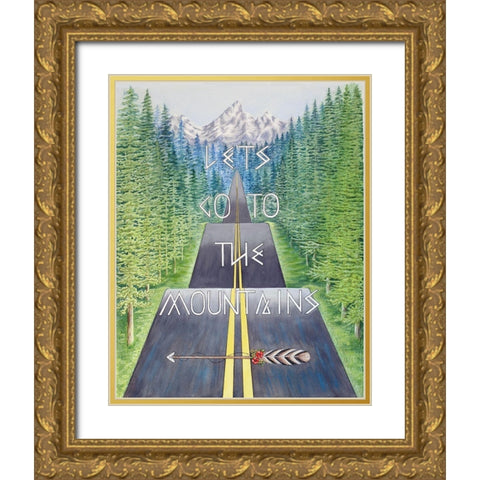 Mountain Travel Quote Gold Ornate Wood Framed Art Print with Double Matting by Wickstrom, Martin
