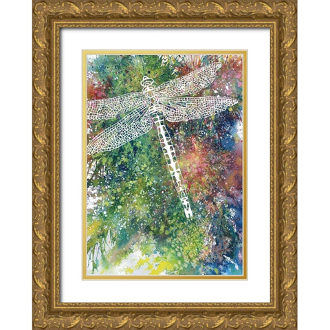 Dragonfly Gold Ornate Wood Framed Art Print with Double Matting by Wickstrom, Martin