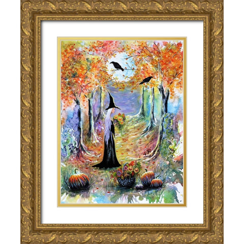 Autumn Witch Gold Ornate Wood Framed Art Print with Double Matting by Wickstrom, Martin