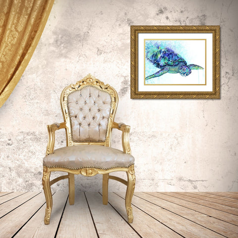Sea Turtle Gold Ornate Wood Framed Art Print with Double Matting by Wickstrom, Martin
