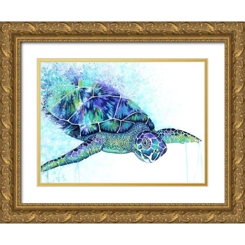 Sea Turtle Gold Ornate Wood Framed Art Print with Double Matting by Wickstrom, Martin