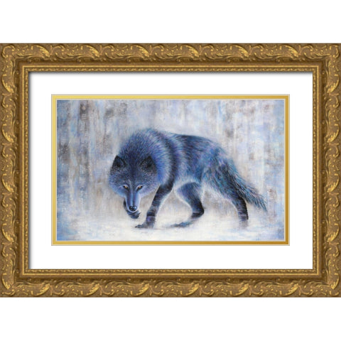 Wolf Gold Ornate Wood Framed Art Print with Double Matting by Wickstrom, Martin