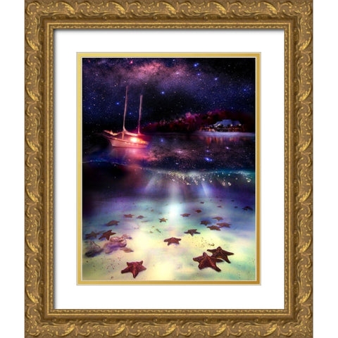 Stary Stary Nite Gold Ornate Wood Framed Art Print with Double Matting by Murray Henderson Fine Art