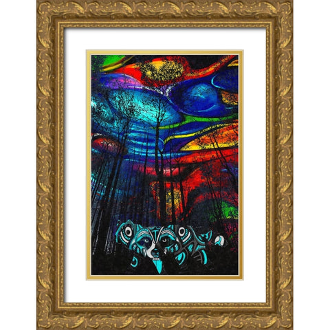 Ghost Wolf Gold Ornate Wood Framed Art Print with Double Matting by Murray Henderson Fine Art