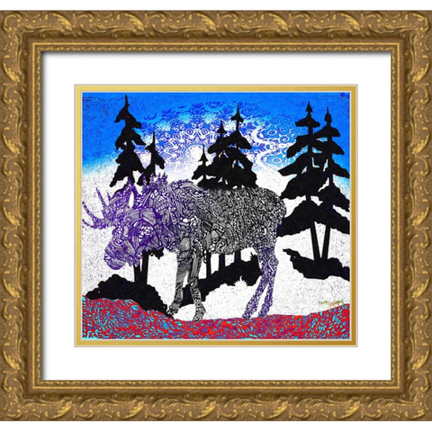 Moose Tracks Gold Ornate Wood Framed Art Print with Double Matting by Murray Henderson Fine Art