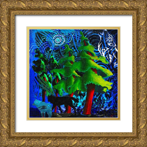 Spirit Wolves Gold Ornate Wood Framed Art Print with Double Matting by Murray Henderson Fine Art