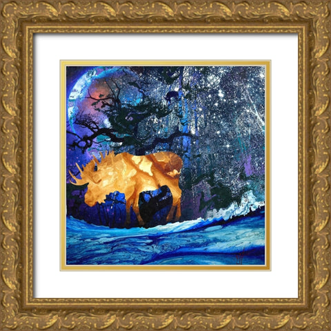 Midnight Moose Gold Ornate Wood Framed Art Print with Double Matting by Murray Henderson Fine Art