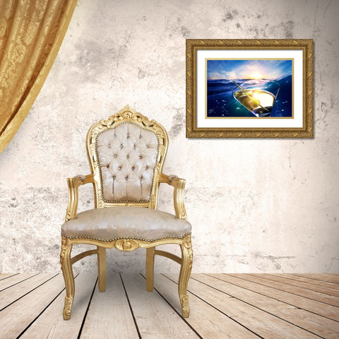 Sailing Martini Gold Ornate Wood Framed Art Print with Double Matting by Murray Henderson Fine Art