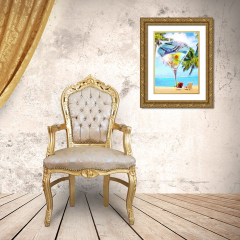 Southern Martini Gold Ornate Wood Framed Art Print with Double Matting by Murray Henderson Fine Art