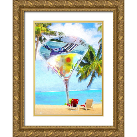 Southern Martini Gold Ornate Wood Framed Art Print with Double Matting by Murray Henderson Fine Art