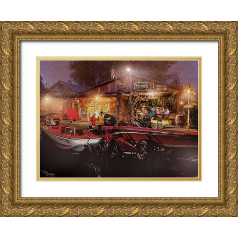 The Fishing Depot Gold Ornate Wood Framed Art Print with Double Matting by Murray Henderson Fine Art