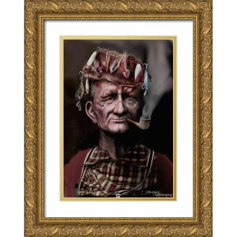 Fishing Hat Gold Ornate Wood Framed Art Print with Double Matting by Murray Henderson Fine Art