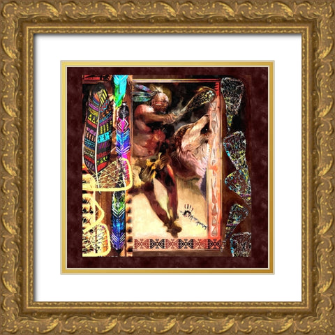 Lacrosse Gold Ornate Wood Framed Art Print with Double Matting by Murray Henderson Fine Art