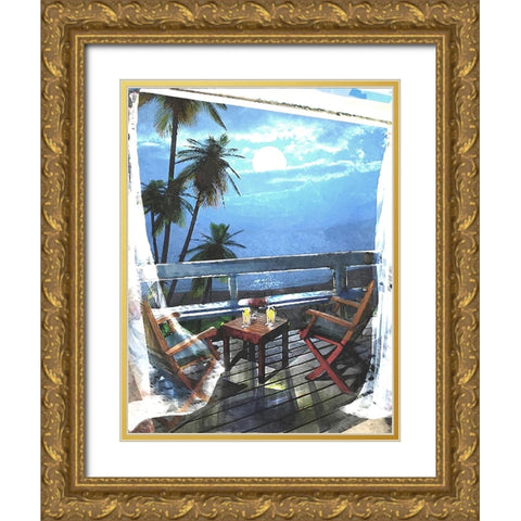 Moon Light Moments Gold Ornate Wood Framed Art Print with Double Matting by Murray Henderson Fine Art