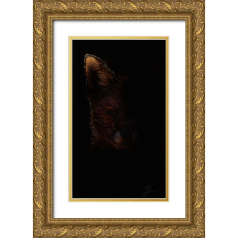 Out Fox Gold Ornate Wood Framed Art Print with Double Matting by Murray Henderson Fine Art