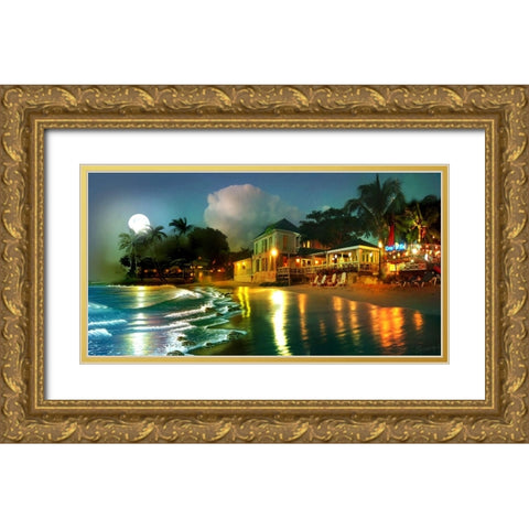 Party Beach 17 Gold Ornate Wood Framed Art Print with Double Matting by Murray Henderson Fine Art