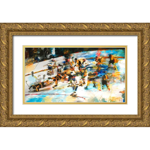 Bobby Scores 1 Gold Ornate Wood Framed Art Print with Double Matting by Murray Henderson Fine Art