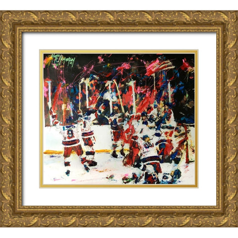 USA Maricle On Ice Gold Ornate Wood Framed Art Print with Double Matting by Murray Henderson Fine Art