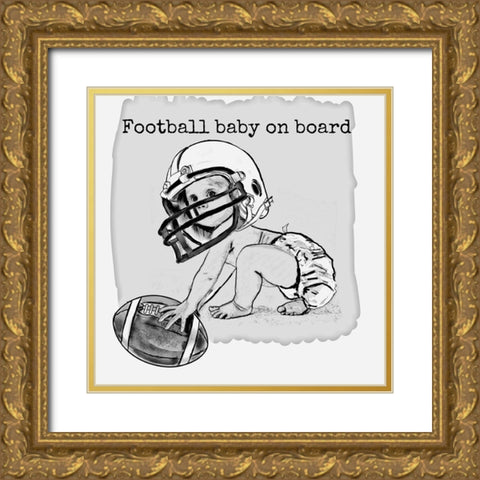 Football Baby1 Gold Ornate Wood Framed Art Print with Double Matting by Murray Henderson Fine Art