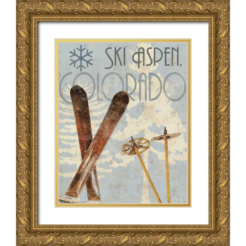 Ski Destinations II Gold Ornate Wood Framed Art Print with Double Matting by Sparx Studio