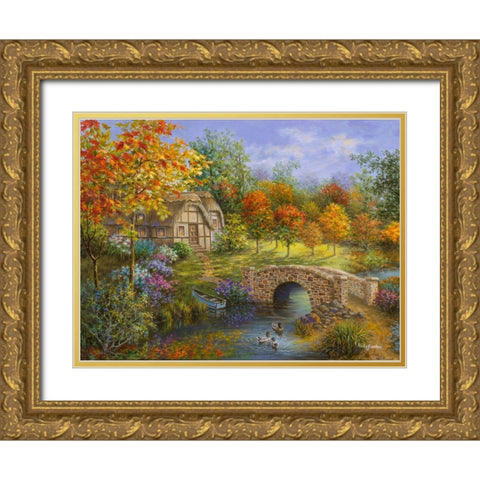 Autumn Beauty Gold Ornate Wood Framed Art Print with Double Matting by Boehme, Nicky
