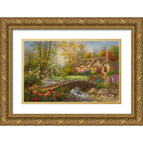 Home Sweet Home Gold Ornate Wood Framed Art Print with Double Matting by Boehme, Nicky