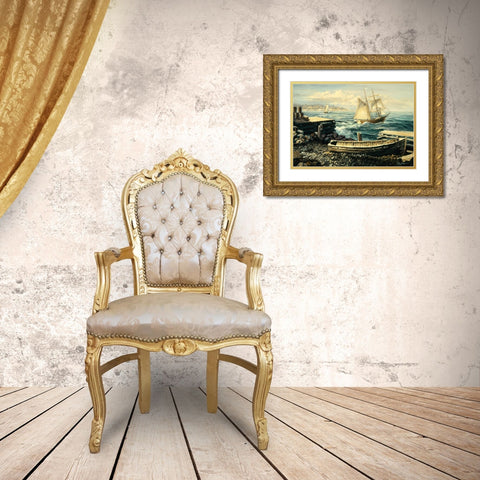 Coastal New England Gold Ornate Wood Framed Art Print with Double Matting by Boehme, Nicky