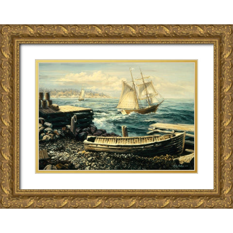 Coastal New England Gold Ornate Wood Framed Art Print with Double Matting by Boehme, Nicky
