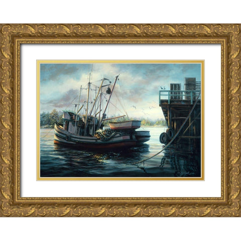 Sparkling Fish Nets Gold Ornate Wood Framed Art Print with Double Matting by Boehme, Nicky