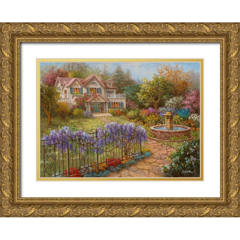 Springtime Hideaway Gold Ornate Wood Framed Art Print with Double Matting by Boehme, Nicky