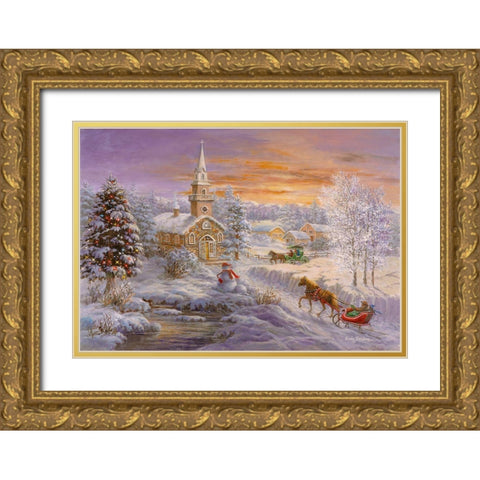 Holiday Worship Gold Ornate Wood Framed Art Print with Double Matting by Boehme, Nicky