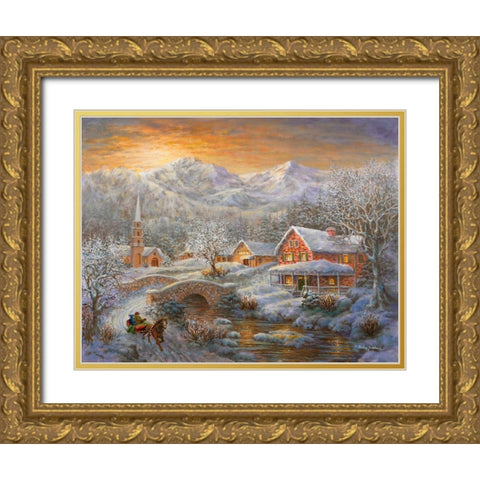 Winter Merriment  Gold Ornate Wood Framed Art Print with Double Matting by Boehme, Nicky