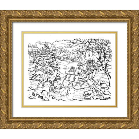 Holiday 2 Gold Ornate Wood Framed Art Print with Double Matting by Boehme, Nicky