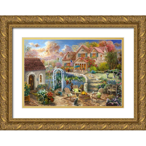 Backyard Retreat Gold Ornate Wood Framed Art Print with Double Matting by Boehme, Nicky