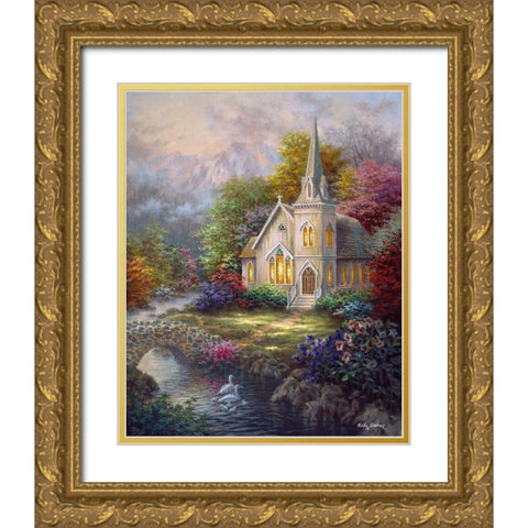 Serenity Gold Ornate Wood Framed Art Print with Double Matting by Boehme, Nicky
