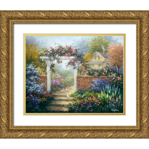 Rose Arbor Gold Ornate Wood Framed Art Print with Double Matting by Boehme, Nicky