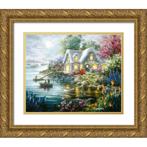 Cottage Cove Gold Ornate Wood Framed Art Print with Double Matting by Boehme, Nicky