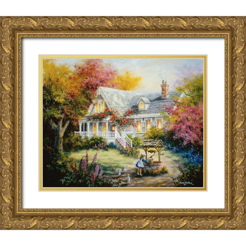 The Wishing Well Gold Ornate Wood Framed Art Print with Double Matting by Boehme, Nicky