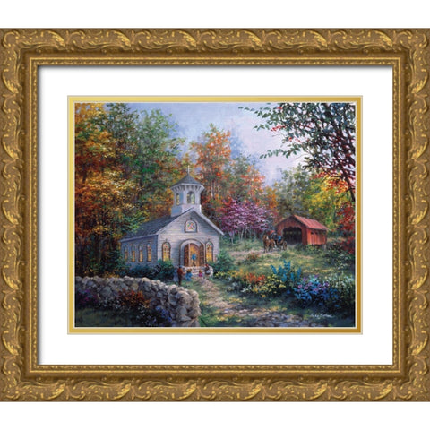 Worship In The Country Gold Ornate Wood Framed Art Print with Double Matting by Boehme, Nicky