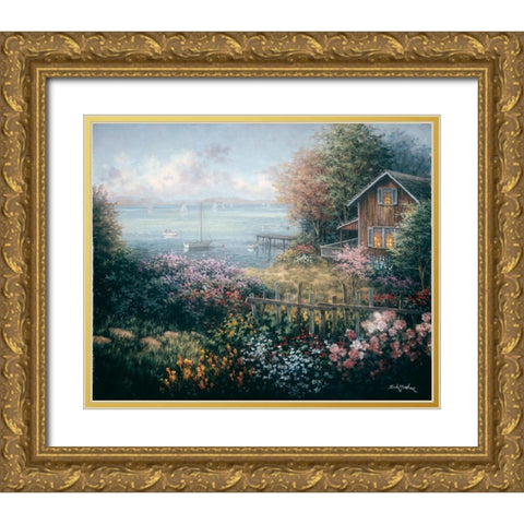 Bays Domain Gold Ornate Wood Framed Art Print with Double Matting by Boehme, Nicky