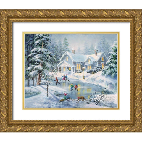 A Fine Winters Eve Gold Ornate Wood Framed Art Print with Double Matting by Boehme, Nicky