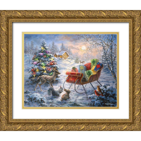 Tis The Night Before Xmas Gold Ornate Wood Framed Art Print with Double Matting by Boehme, Nicky