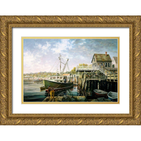 Snug Harbor Gold Ornate Wood Framed Art Print with Double Matting by Boehme, Nicky